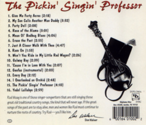 Backside of The Pickin Singin Professor CD